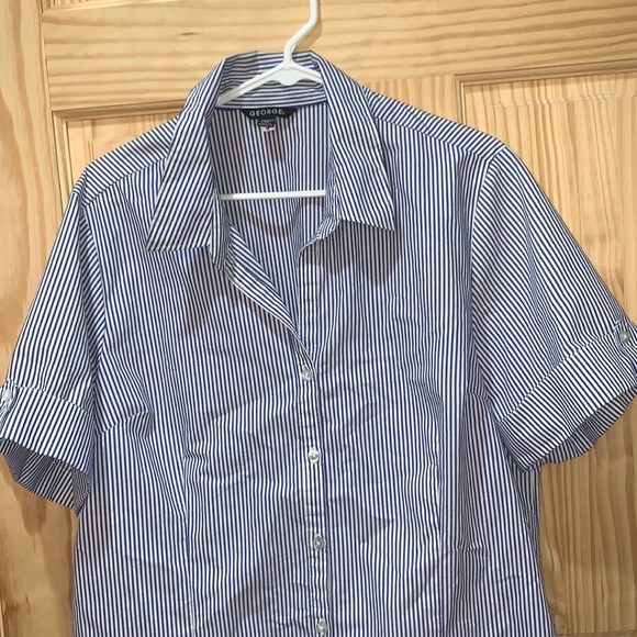 ⭐️ George blue striped collared blouse shirt size XXL 20 - Picture 2 of 3
